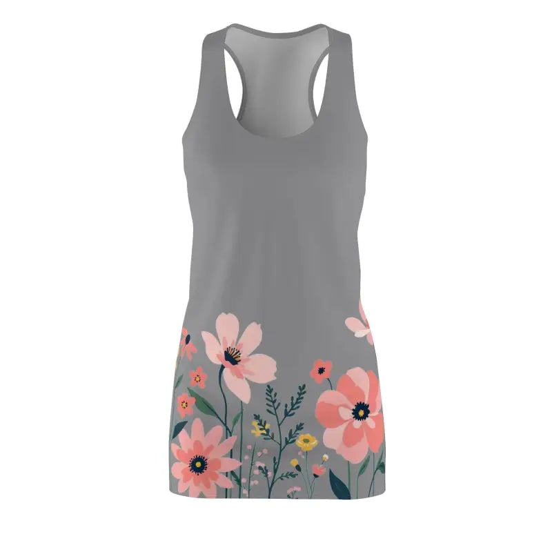 Gray Floral Racerback Dress For Women Summer Style Must Have - Ocean State Styles