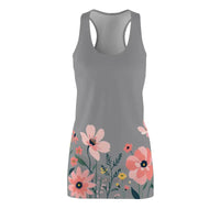 Gray Floral Racerback Dress For Women Summer Style Must Have - Ocean State Styles