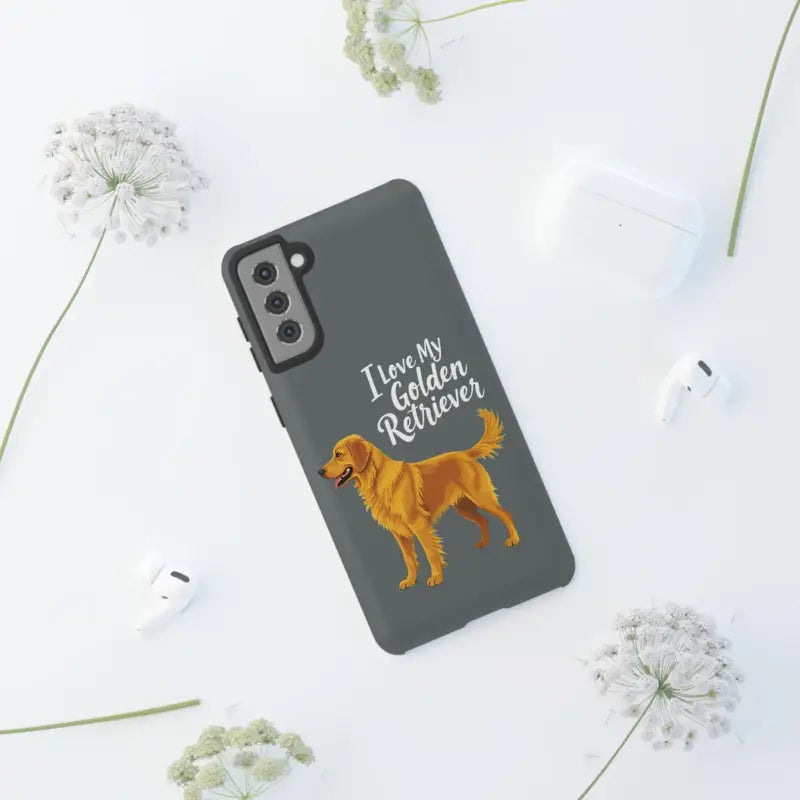 Gray Phone Case With Golden Retriever Design For iPhone 16 Pro - Ocean State Styles