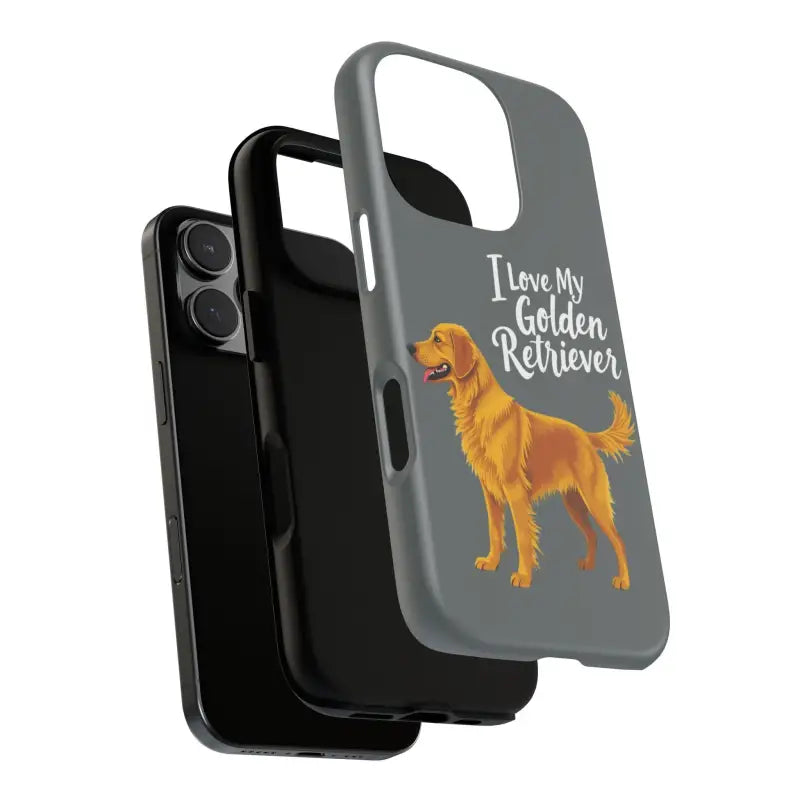 Gray Phone Case With Golden Retriever Design For iPhone 16 Pro - Ocean State Styles