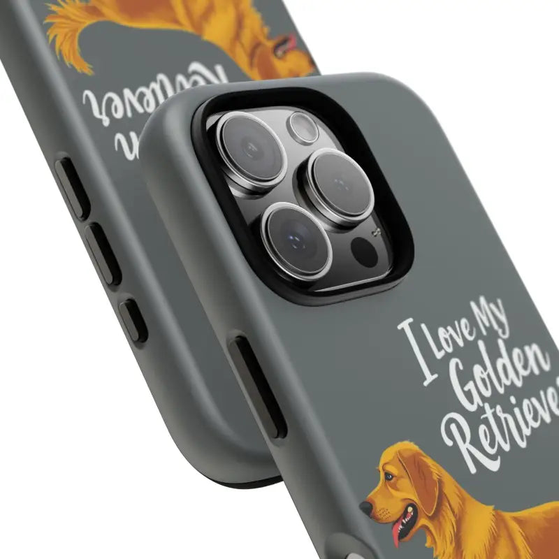 Gray Phone Case With Golden Retriever Design For iPhone 16 Pro - Ocean State Styles