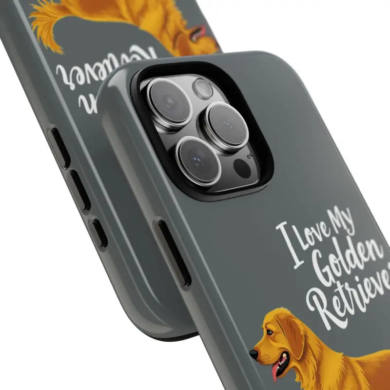 Gray Phone Case With Golden Retriever Design For iPhone 16 Pro - Ocean State Styles