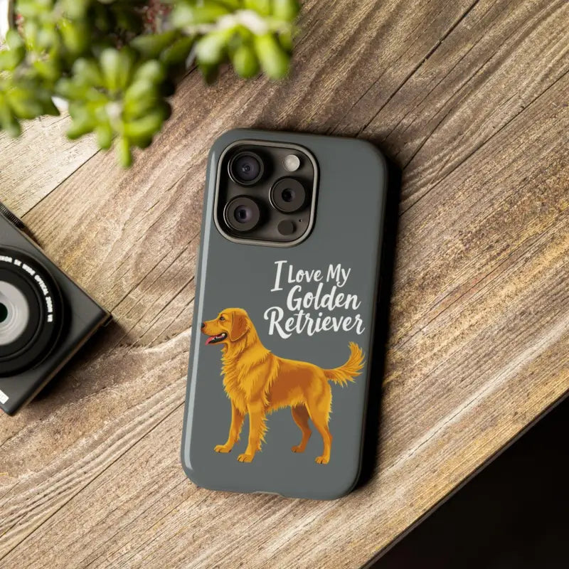 Gray Phone Case With Golden Retriever Design For iPhone 16 Pro - Ocean State Styles