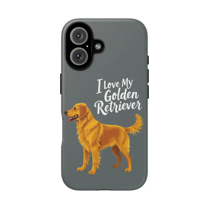 Gray Phone Case With Golden Retriever Design For iPhone 16 Pro - Ocean State Styles