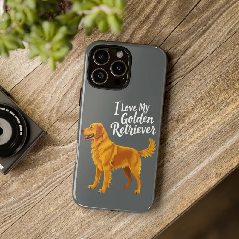 Gray Phone Case With Golden Retriever Design For iPhone 16 Pro - Ocean State Styles