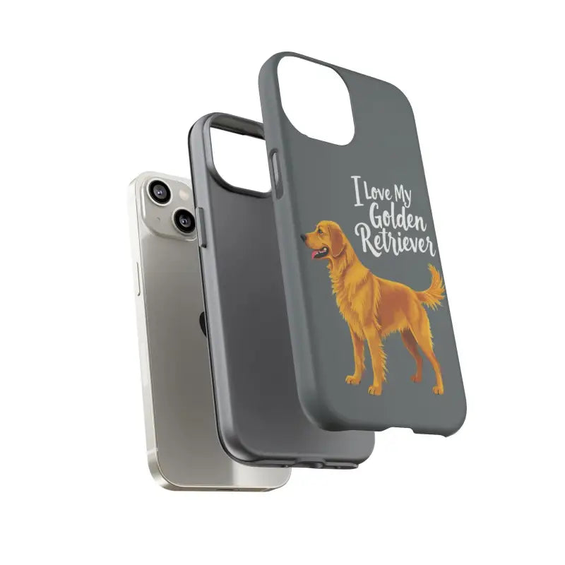 Gray Phone Case With Golden Retriever Design For iPhone 16 Pro - Ocean State Styles