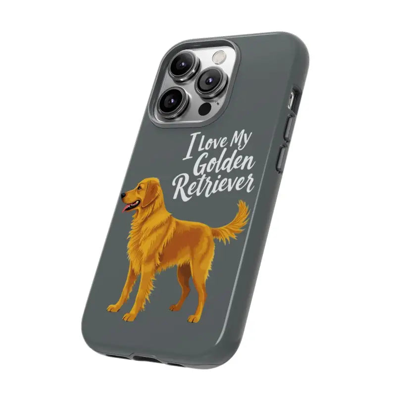 Gray Phone Case With Golden Retriever Design For iPhone 16 Pro - Ocean State Styles