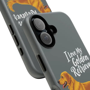Gray Phone Case With Golden Retriever Design For iPhone 16 Pro - Ocean State Styles