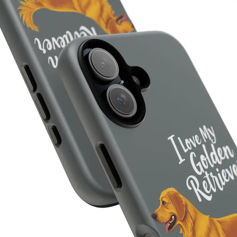 Gray Phone Case With Golden Retriever Design For iPhone 16 Pro - Ocean State Styles