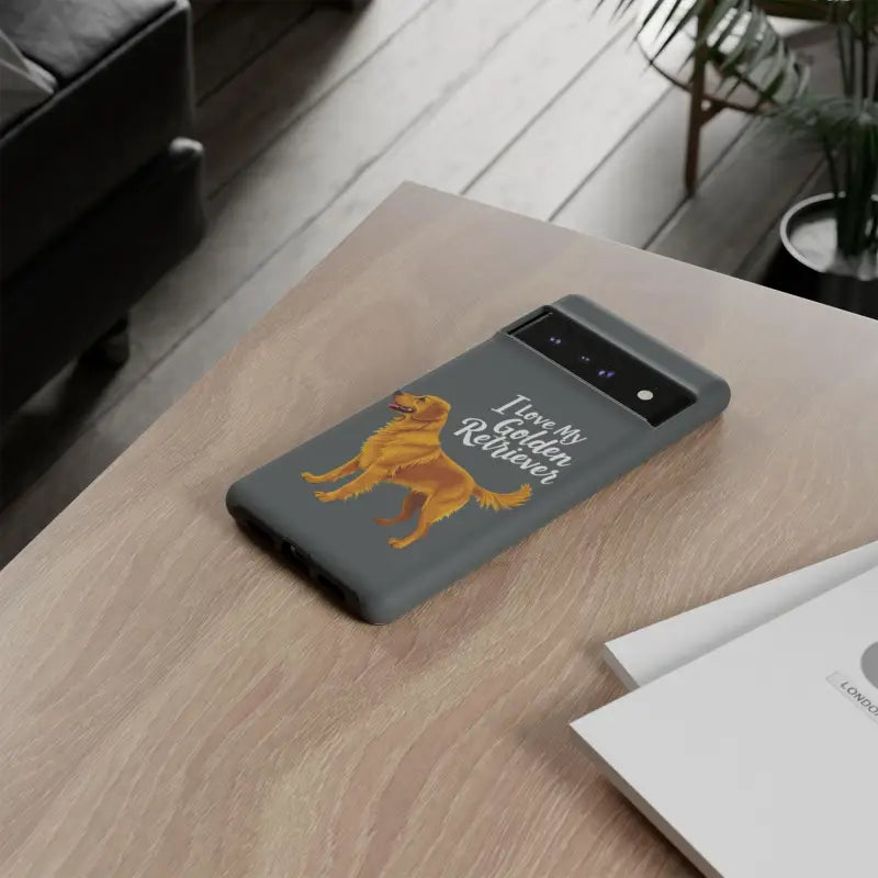 Gray Phone Case With Golden Retriever Design For iPhone 16 Pro - Ocean State Styles