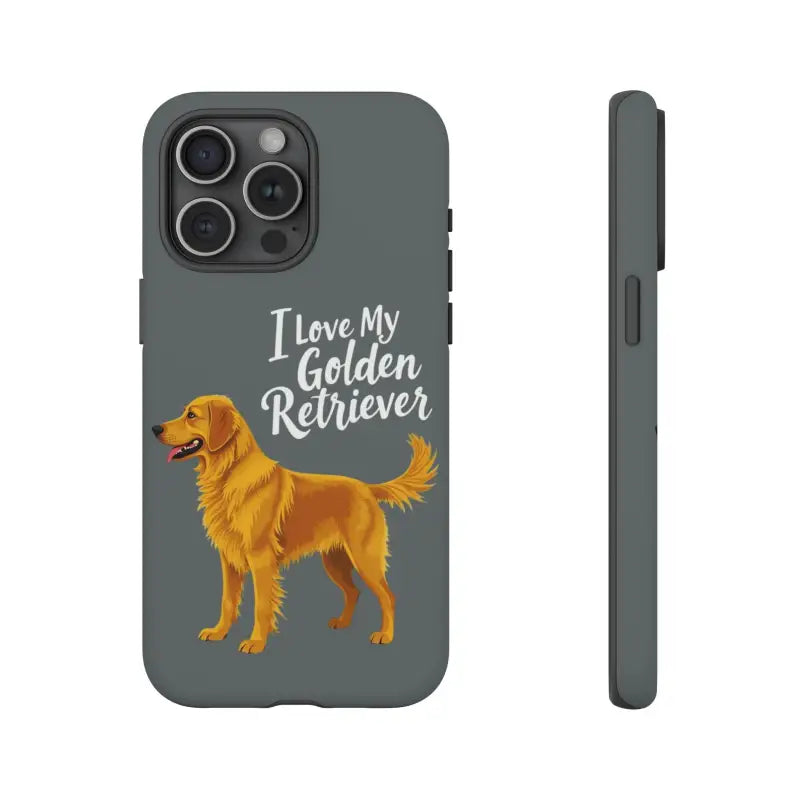 Gray Phone Case With Golden Retriever Design For iPhone 16 Pro - Ocean State Styles