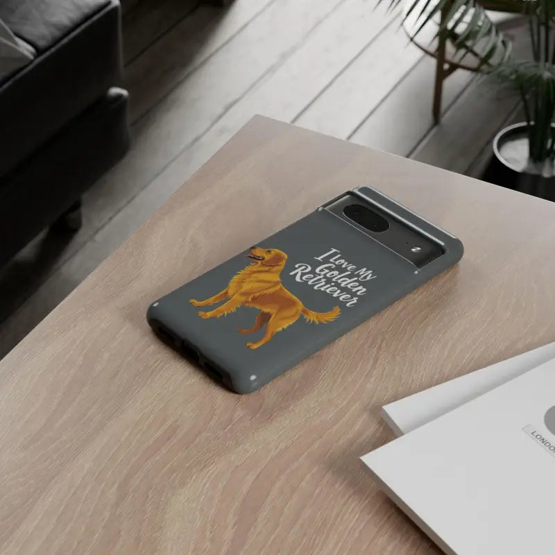 Gray Phone Case With Golden Retriever Design For iPhone 16 Pro - Ocean State Styles