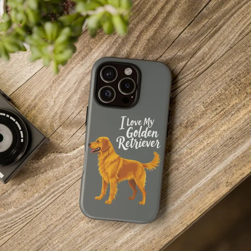 Gray Phone Case With Golden Retriever Design For iPhone 16 Pro - Ocean State Styles