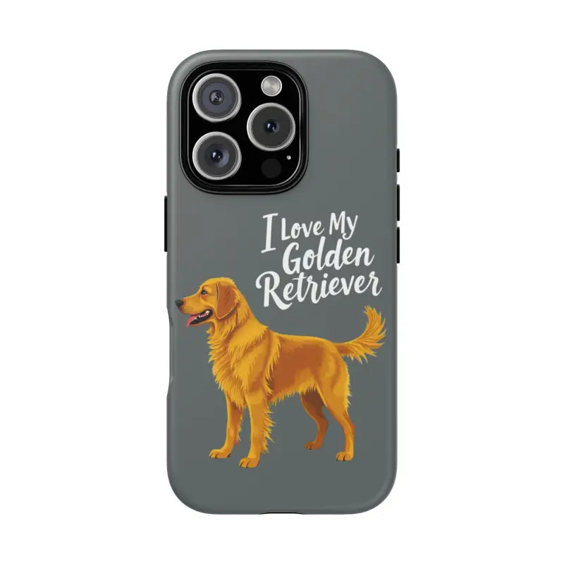 Gray Phone Case With Golden Retriever Design For iPhone 16 Pro - Ocean State Styles