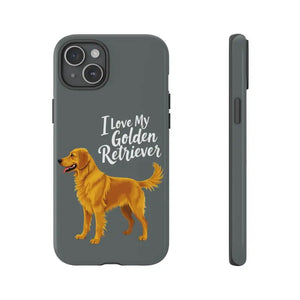 Gray Phone Case With Golden Retriever Design For iPhone 16 Pro - Ocean State Styles