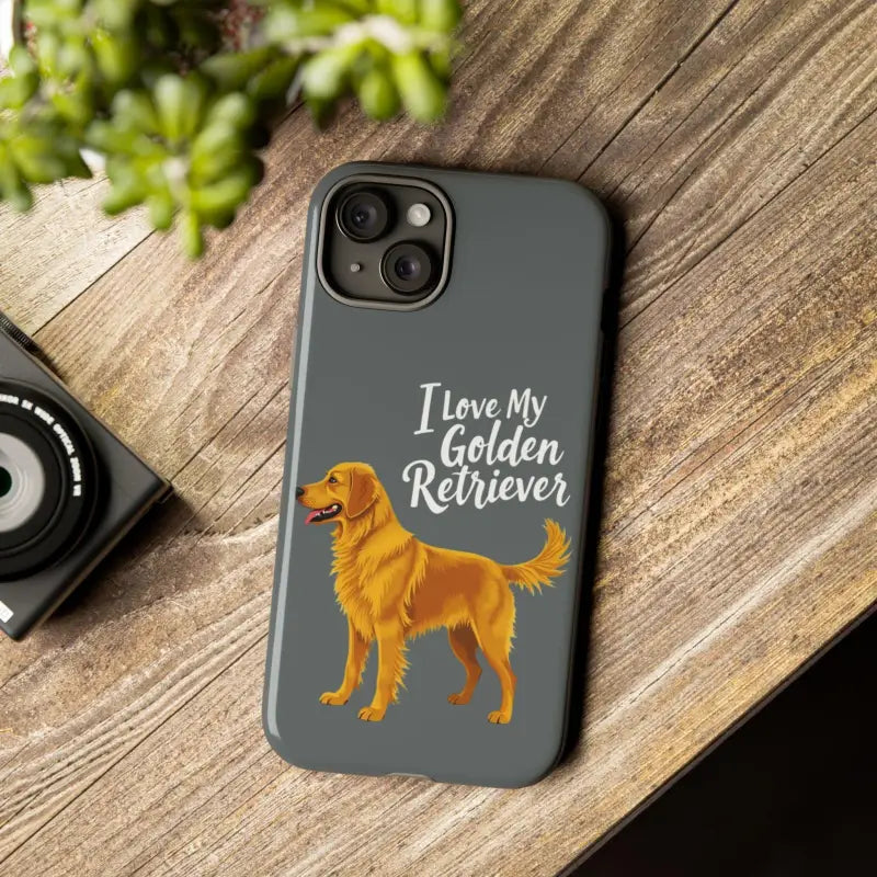 Gray Phone Case With Golden Retriever Design For iPhone 16 Pro - Ocean State Styles