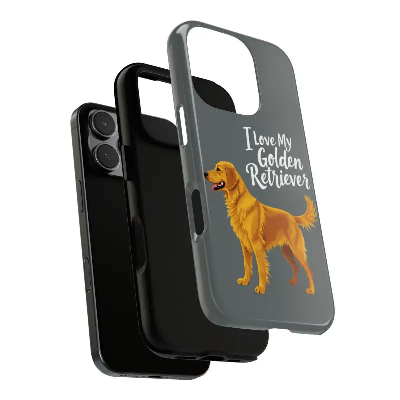 Gray Phone Case With Golden Retriever Design For iPhone 16 Pro - Ocean State Styles