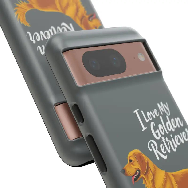 Gray Phone Case With Golden Retriever Design For iPhone 16 Pro - Ocean State Styles