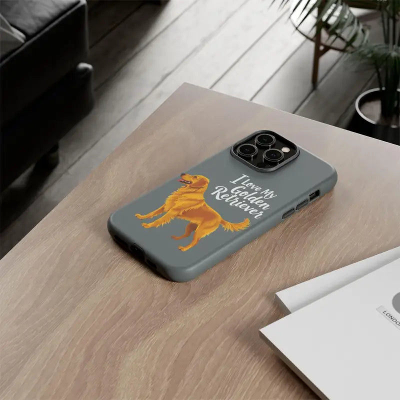 Gray Phone Case With Golden Retriever Design For iPhone 16 Pro - Ocean State Styles