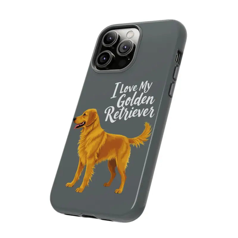 Gray Phone Case With Golden Retriever Design For iPhone 16 Pro - Ocean State Styles