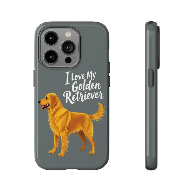 Gray Phone Case With Golden Retriever Design For iPhone 16 Pro - Ocean State Styles
