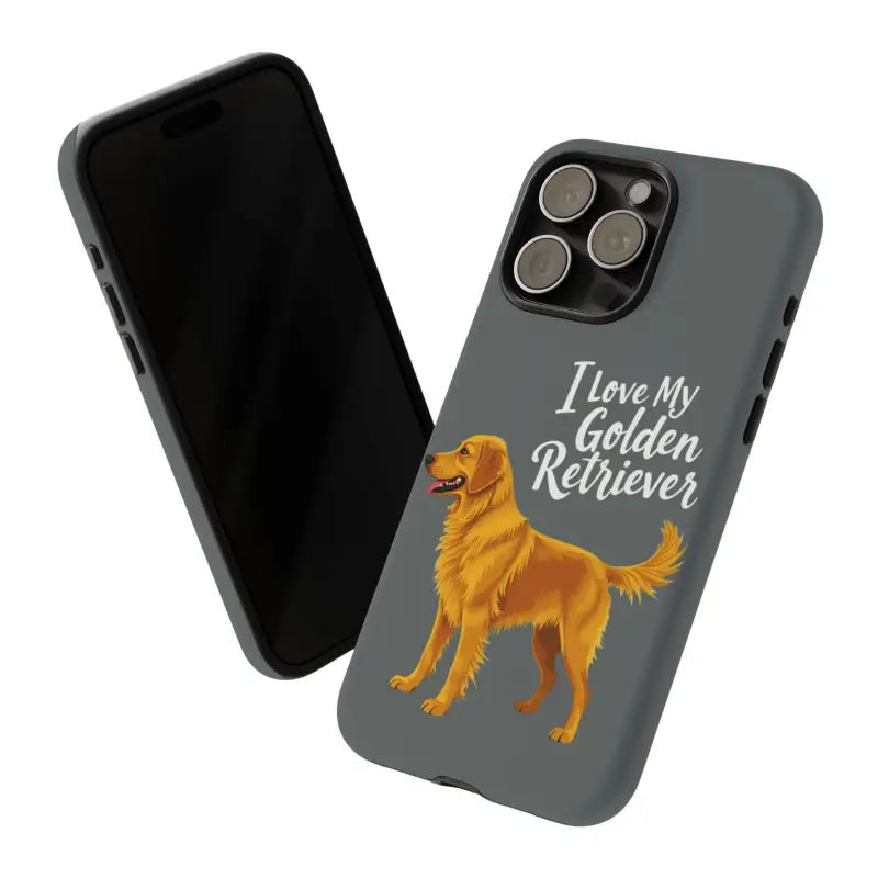 Gray Phone Case With Golden Retriever Design For iPhone 16 Pro - Ocean State Styles