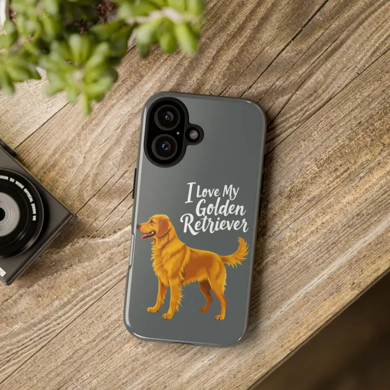 Gray Phone Case With Golden Retriever Design For iPhone 16 Pro - Ocean State Styles
