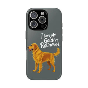 Gray Phone Case With Golden Retriever Design For iPhone 16 Pro - Ocean State Styles