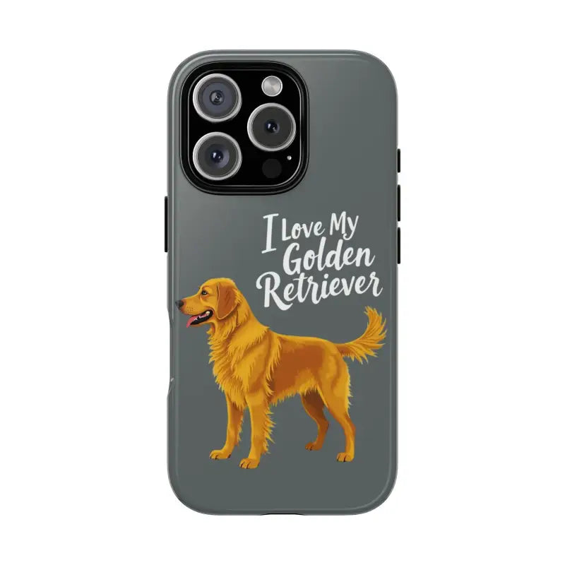 Gray Phone Case With Golden Retriever Design For iPhone 16 Pro - Ocean State Styles