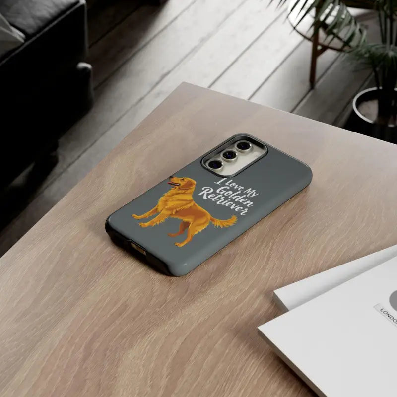 Gray Phone Case With Golden Retriever Design For iPhone 16 Pro - Ocean State Styles