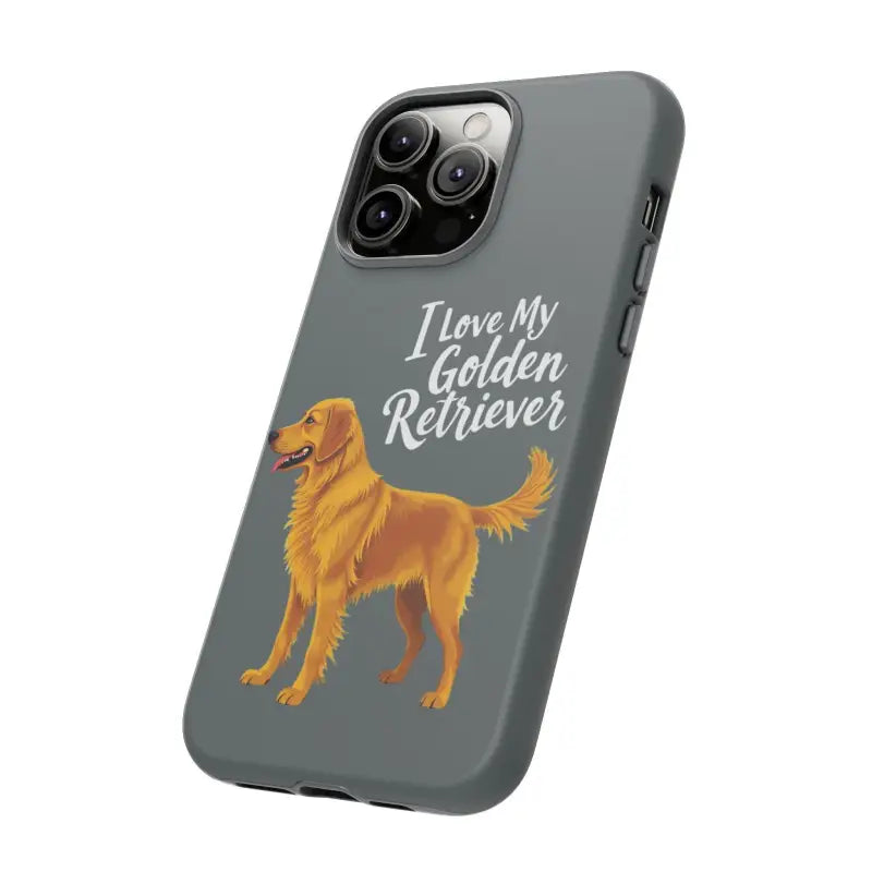 Gray Phone Case With Golden Retriever Design For iPhone 16 Pro - Ocean State Styles