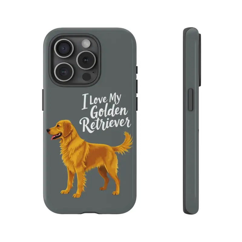 Gray Phone Case With Golden Retriever Design For iPhone 16 Pro - Ocean State Styles