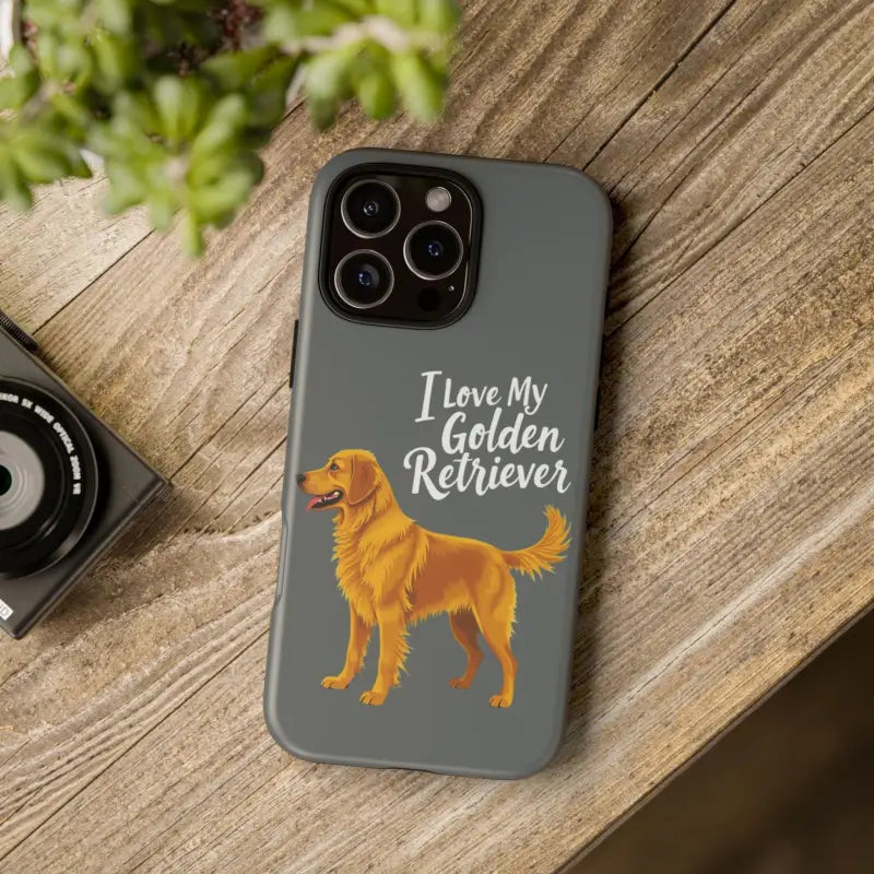 Gray Phone Case With Golden Retriever Design For iPhone 16 Pro - Ocean State Styles