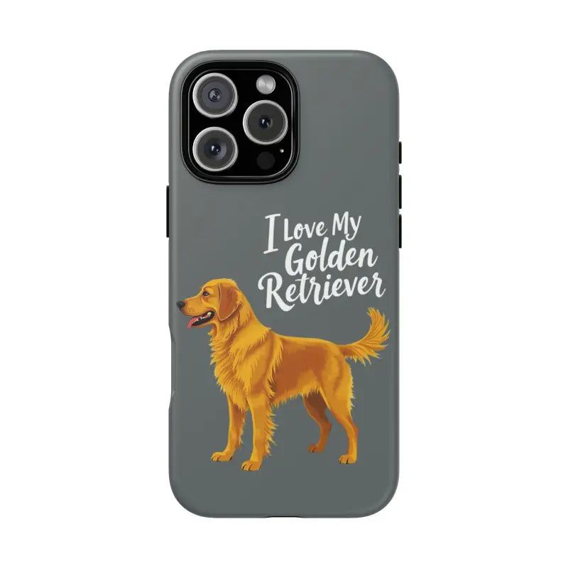 Gray Phone Case With Golden Retriever Design For iPhone 16 Pro - Ocean State Styles