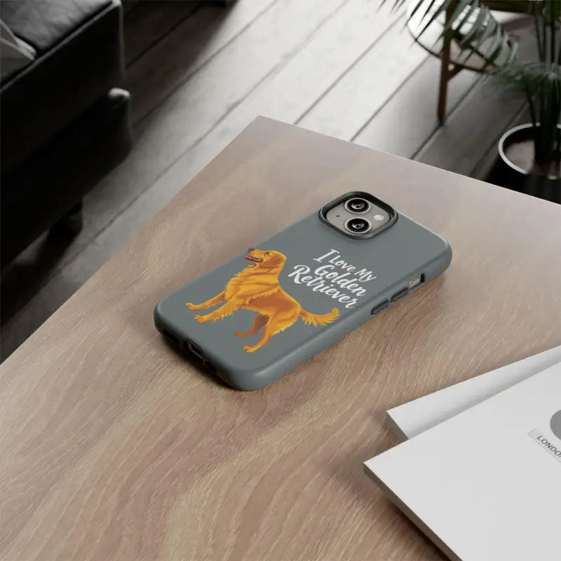 Gray Phone Case With Golden Retriever Design For iPhone 16 Pro - Ocean State Styles