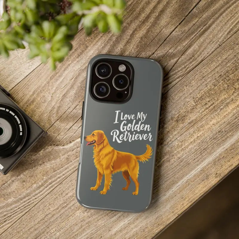 Gray Phone Case With Golden Retriever Design For iPhone 16 Pro - Ocean State Styles