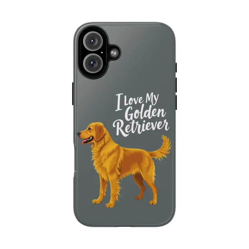 Gray Phone Case With Golden Retriever Design For iPhone 16 Pro - Ocean State Styles