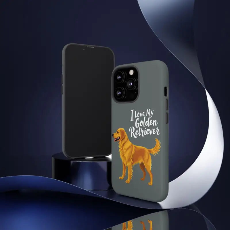 Gray Phone Case With Golden Retriever Design For iPhone 16 Pro - Ocean State Styles