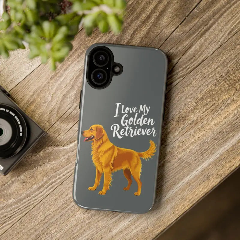 Gray Phone Case With Golden Retriever Design For iPhone 16 Pro - Ocean State Styles