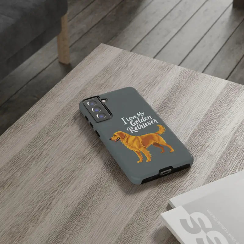 Gray Phone Case With Golden Retriever Design For iPhone 16 Pro - Ocean State Styles