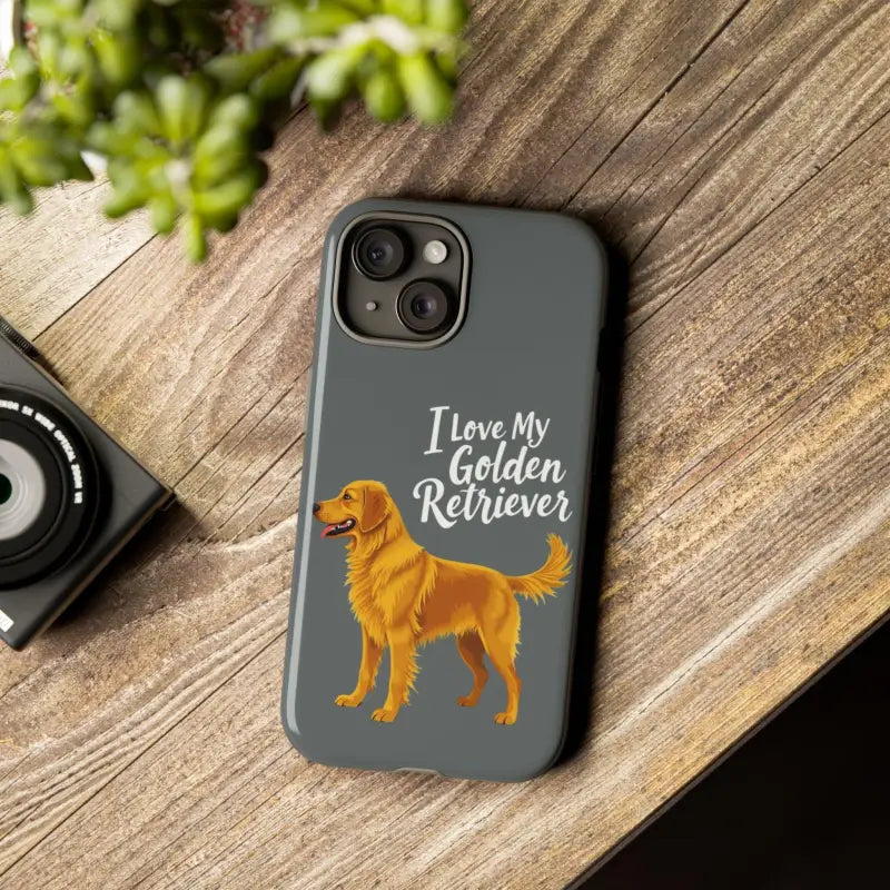 Gray Phone Case With Golden Retriever Design For iPhone 16 Pro - Ocean State Styles