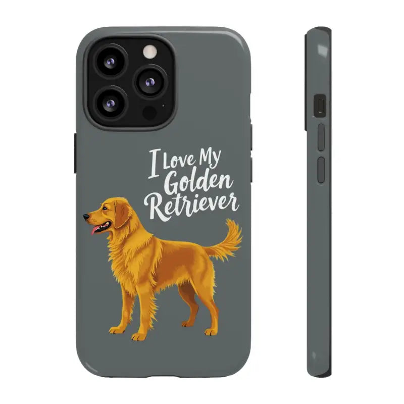 Gray Phone Case With Golden Retriever Design For iPhone 16 Pro - Ocean State Styles