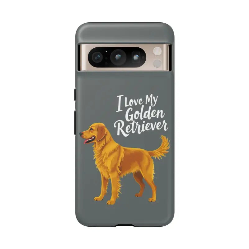 Gray Phone Case With Golden Retriever Design For iPhone 16 Pro - Ocean State Styles