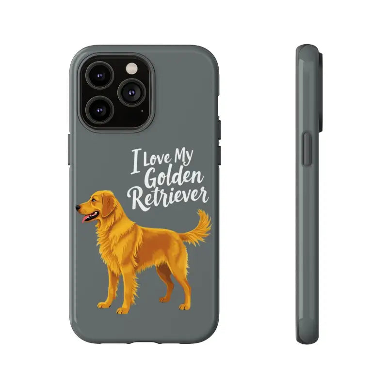 Gray Phone Case With Golden Retriever Design For iPhone 16 Pro - Ocean State Styles