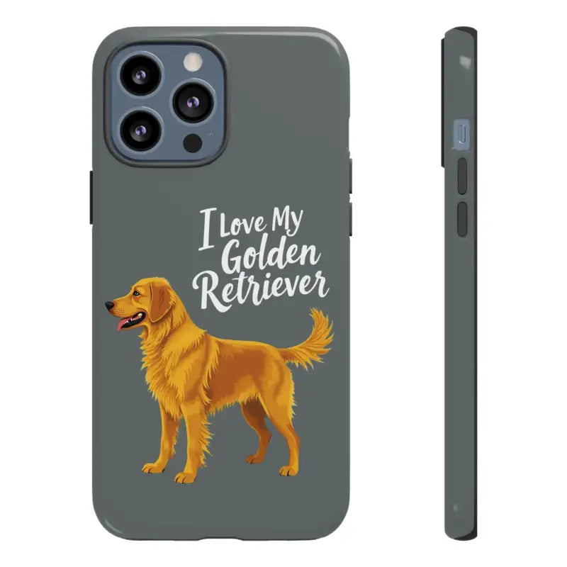 Gray Phone Case With Golden Retriever Design For iPhone 16 Pro - Ocean State Styles