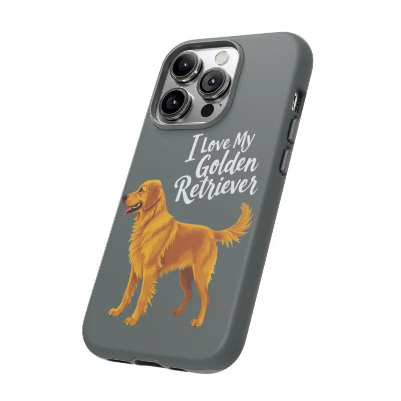Gray Phone Case With Golden Retriever Design For iPhone 16 Pro - Ocean State Styles