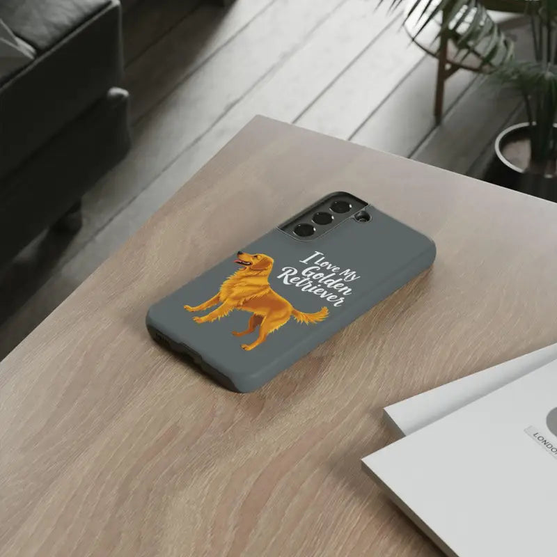 Gray Phone Case With Golden Retriever Design For iPhone 16 Pro - Ocean State Styles