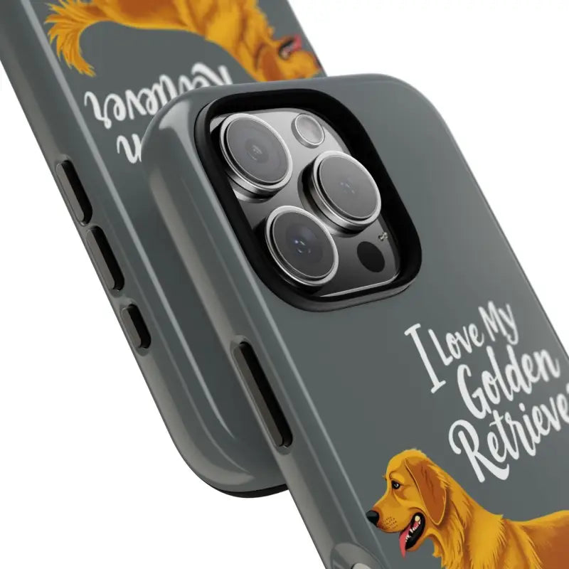 Gray Phone Case With Golden Retriever Design For iPhone 16 Pro - Ocean State Styles