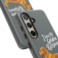 Gray Phone Case With Golden Retriever Design For iPhone 16 Pro - Ocean State Styles