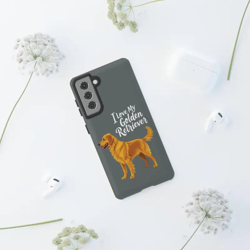Gray Phone Case With Golden Retriever Design For iPhone 16 Pro - Ocean State Styles